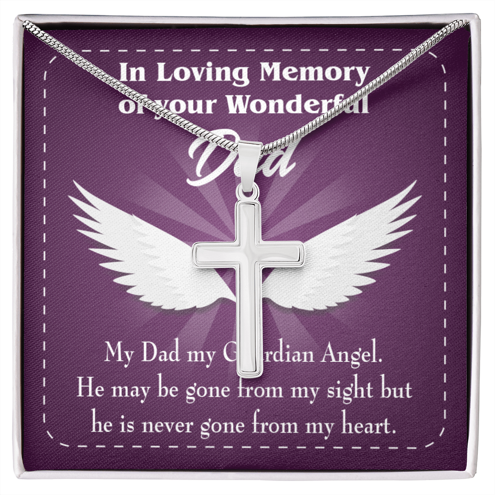 My Dad My Guardian Dad Memorial Gift Dad Memorial Cross Necklace Sympathy Gift Loss of Father Condolence Message Card-Express Your Love Gifts