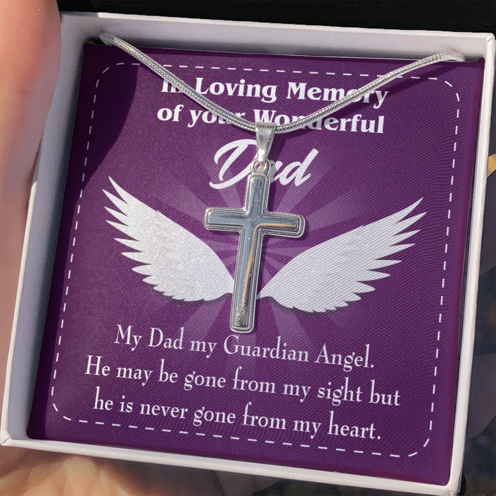 My Dad My Guardian Dad Memorial Gift Dad Memorial Cross Necklace Sympathy Gift Loss of Father Condolence Message Card-Express Your Love Gifts