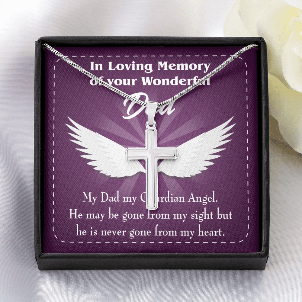 My Dad My Guardian Dad Memorial Gift Dad Memorial Cross Necklace Sympathy Gift Loss of Father Condolence Message Card-Express Your Love Gifts