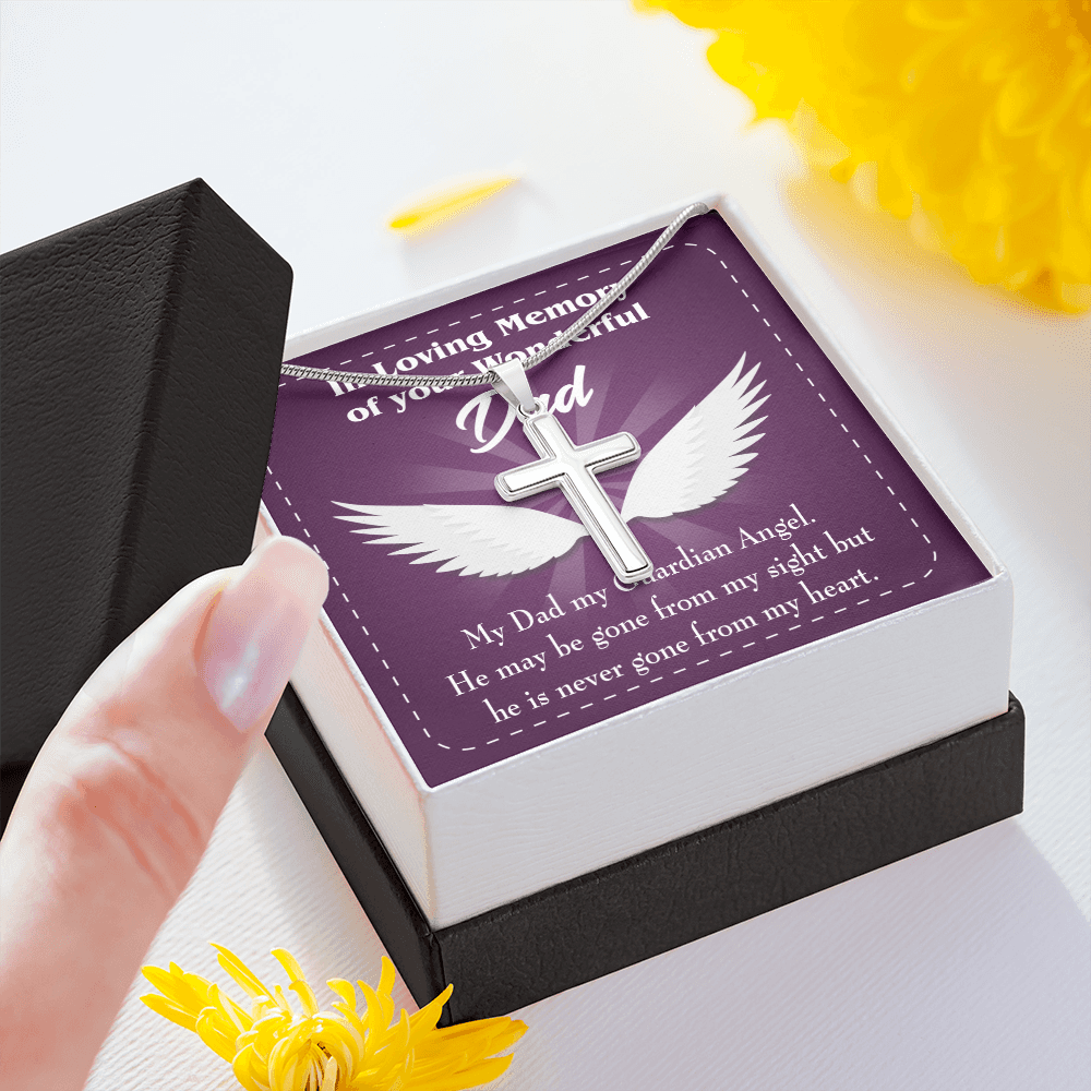 My Dad My Guardian Dad Memorial Gift Dad Memorial Cross Necklace Sympathy Gift Loss of Father Condolence Message Card-Express Your Love Gifts