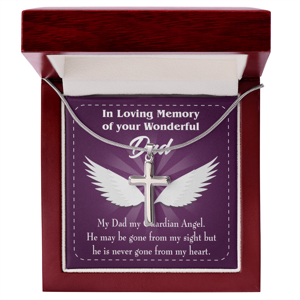 My Dad My Guardian Dad Memorial Gift Dad Memorial Cross Necklace Sympathy Gift Loss of Father Condolence Message Card-Express Your Love Gifts