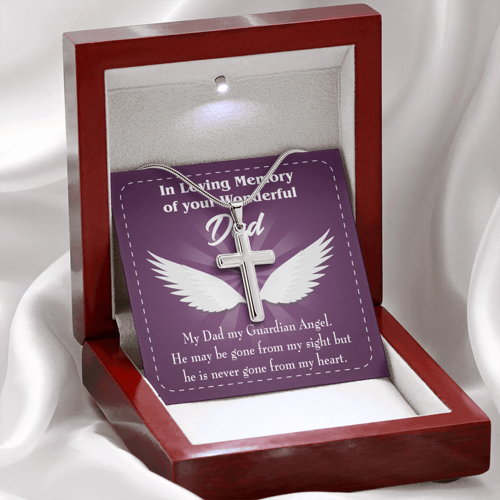 My Dad My Guardian Dad Memorial Gift Dad Memorial Cross Necklace Sympathy Gift Loss of Father Condolence Message Card-Express Your Love Gifts