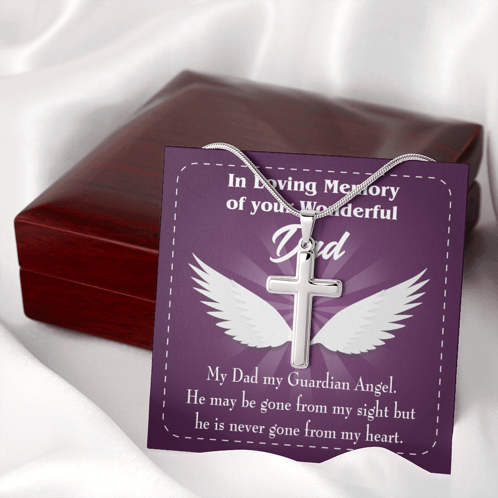 My Dad My Guardian Dad Memorial Gift Dad Memorial Cross Necklace Sympathy Gift Loss of Father Condolence Message Card-Express Your Love Gifts