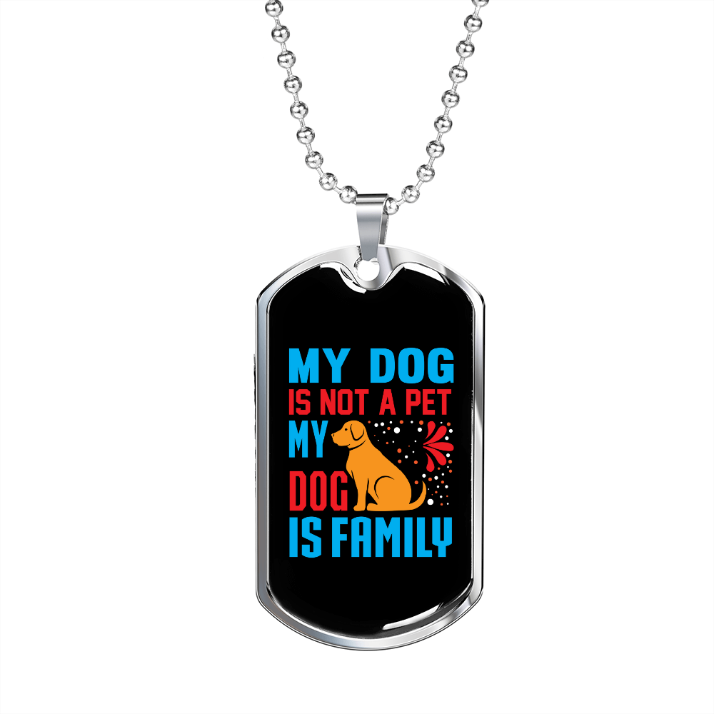 My Dog Family Blue Necklace Stainless Steel or 18k Gold Dog Tag 24" Chain-Express Your Love Gifts