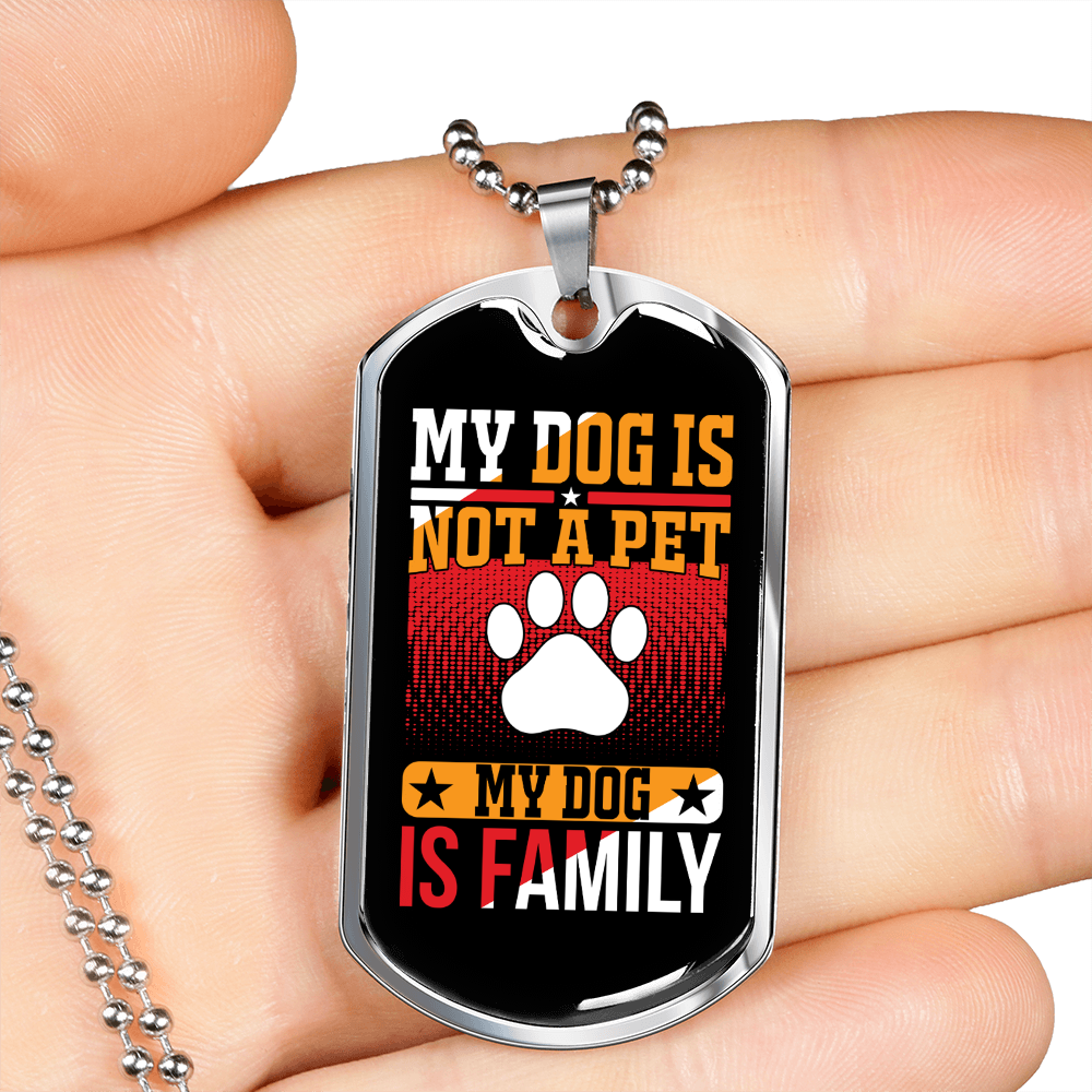 My Dog Family Necklace Stainless Steel or 18k Gold Dog Tag 24" Chain-Express Your Love Gifts