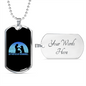 My Dog is My Doorbell Blue Necklace Stainless Steel or 18k Gold Dog Tag 24" Chain-Express Your Love Gifts