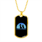 My Dog is My Doorbell Blue Necklace Stainless Steel or 18k Gold Dog Tag 24" Chain-Express Your Love Gifts