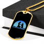 My Dog is My Doorbell Blue Necklace Stainless Steel or 18k Gold Dog Tag 24" Chain-Express Your Love Gifts