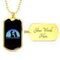 My Dog is My Doorbell Blue Necklace Stainless Steel or 18k Gold Dog Tag 24" Chain-Express Your Love Gifts
