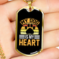 My Dog Is My Heart Paw Necklace Stainless Steel or 18k Gold Dog Tag 24" Chain-Express Your Love Gifts
