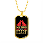 My Dog Is My Heart Red Necklace Stainless Steel or 18k Gold Dog Tag 24" Chain-Express Your Love Gifts