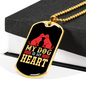 My Dog Is My Heart Red Necklace Stainless Steel or 18k Gold Dog Tag 24" Chain-Express Your Love Gifts