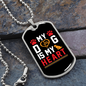 My Dog is My Heart Red Paw Necklace Stainless Steel or 18k Gold Dog Tag 24" Chain-Express Your Love Gifts