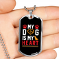 My Dog is My Heart Red Paw Necklace Stainless Steel or 18k Gold Dog Tag 24" Chain-Express Your Love Gifts