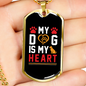 My Dog is My Heart Red Paw Necklace Stainless Steel or 18k Gold Dog Tag 24" Chain-Express Your Love Gifts