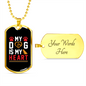 My Dog is My Heart Red Paw Necklace Stainless Steel or 18k Gold Dog Tag 24" Chain-Express Your Love Gifts