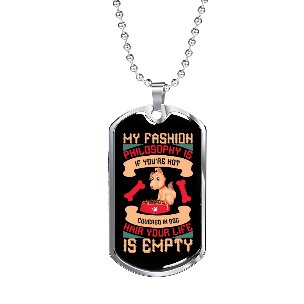 My Fashion Philosophy Peach Necklace Stainless Steel or 18k Gold Dog Tag 24" Chain-Express Your Love Gifts