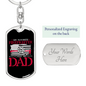 My Favorite Firefighter Dad Keychain Stainless Steel or 18k Gold Dog Tag Keyring-Express Your Love Gifts