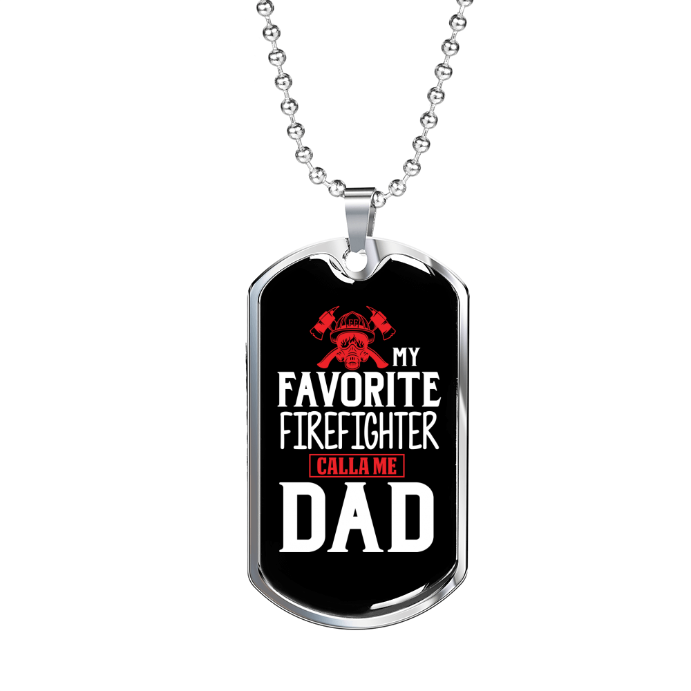 My Favorite Firefighter Son Necklace Stainless Steel or 18k Gold Dog Tag 24" Chain-Express Your Love Gifts
