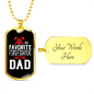 My Favorite Firefighter Son Necklace Stainless Steel or 18k Gold Dog Tag 24" Chain-Express Your Love Gifts