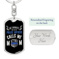 My Favorite Police Officer Calls Me Mom Black Keychain Stainless Steel or 18k Gold Dog Tag Keyring-Express Your Love Gifts