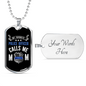 My Favorite Police Officer Calls Me Mom Black Necklace Stainless Steel or 18k Gold Dog Tag 24" Ball Chain-Express Your Love Gifts