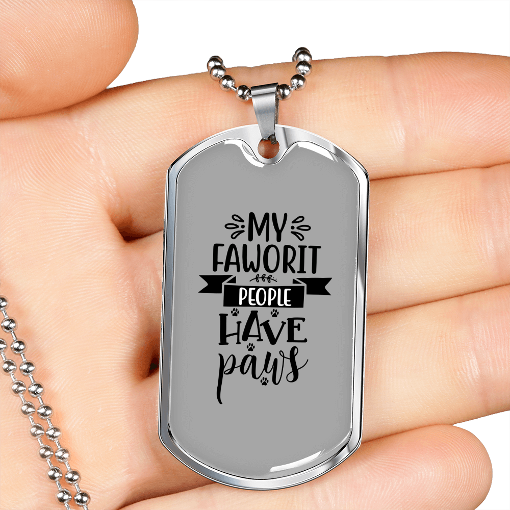 My Faworit People Necklace Stainless Steel or 18k Gold Dog Tag 24" Chain-Express Your Love Gifts