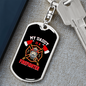 My Firefighter Daddy Keychain Stainless Steel or 18k Gold Dog Tag Keyring-Express Your Love Gifts