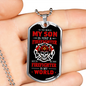 My Firefighter Son Necklace Stainless Steel or 18k Gold Dog Tag 24" Chain-Express Your Love Gifts