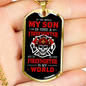 My Firefighter Son Necklace Stainless Steel or 18k Gold Dog Tag 24" Chain-Express Your Love Gifts