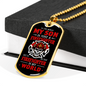 My Firefighter Son Necklace Stainless Steel or 18k Gold Dog Tag 24" Chain-Express Your Love Gifts