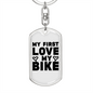 My First Love My Bike Biker Keychain Stainless Steel or 18k Gold Dog Tag Keyring-Express Your Love Gifts