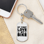 My First Love My Bike Biker Keychain Stainless Steel or 18k Gold Dog Tag Keyring-Express Your Love Gifts