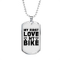 My First Love My Bike Biker Necklace Stainless Steel or 18k Gold Dog Tag 24"-Express Your Love Gifts