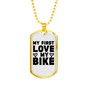 My First Love My Bike Biker Necklace Stainless Steel or 18k Gold Dog Tag 24"-Express Your Love Gifts