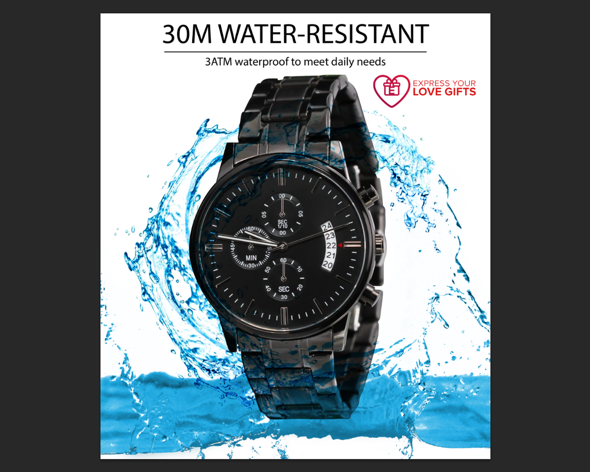 My Fishing Dad Engraved Multifunction Fishing Men's Watch Stainless Steel Chronograph W Copper Dial-Express Your Love Gifts