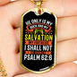 My Fortress My Salvation Psalm 62:6 Necklace Stainless Steel or 18k Gold Dog Tag 24" Chain-Express Your Love Gifts