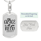 My Grace 2 Corinthians 12:9 Keychain Stainless Steel or 18k Gold Dog Tag Keyring-Express Your Love Gifts