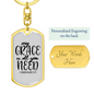 My Grace 2 Corinthians 12:9 Keychain Stainless Steel or 18k Gold Dog Tag Keyring-Express Your Love Gifts