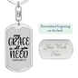 My Grace All You Need Through 2 Corintheans 12:9 Keychain Stainless Steel or 18k Gold Dog Tag Keyring-Express Your Love Gifts