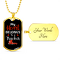 My Heart Belongs To A Trucker Dog Tag Stainless Steel or 18k Gold 24" Chain-Express Your Love Gifts