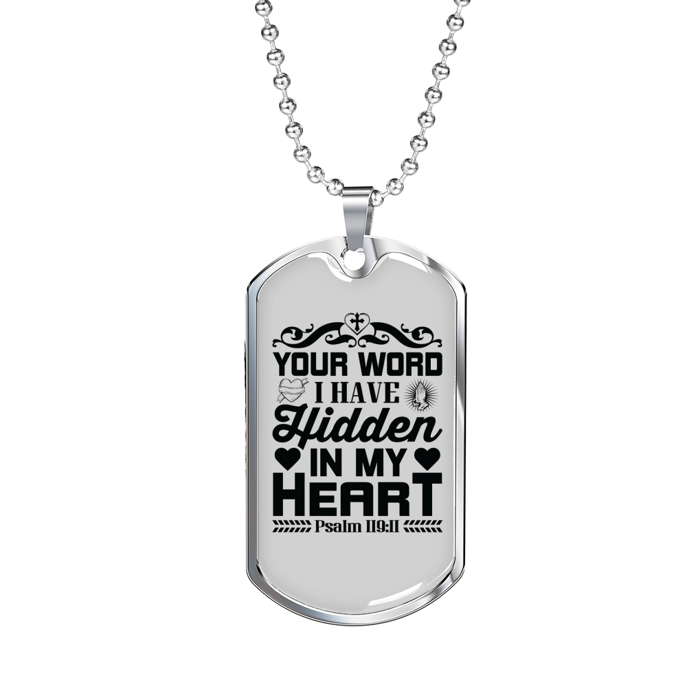 My Heart Christian Necklace Stainless Steel or 18k Gold Dog Tag 24" Chain-Express Your Love Gifts