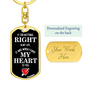 My Heart To You Keychain Stainless Steel or 18k Gold Dog Tag Keyring-Express Your Love Gifts