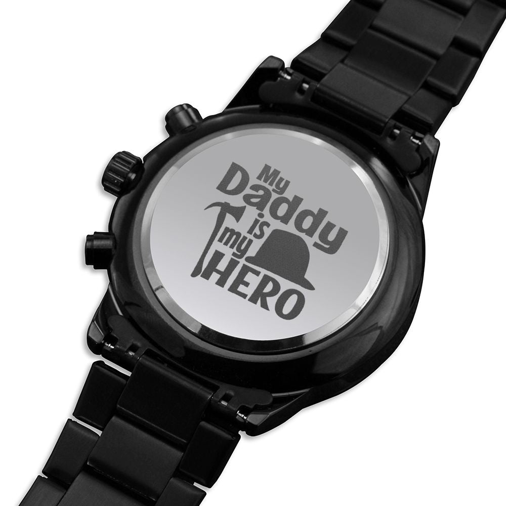 My Hero Engraved Multifunction Analog Stainless Steel Chronograph Men's Watch W Copper Dial-Express Your Love Gifts