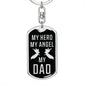 My Hero My Angel My Dad Dog Tag Pendant Keychain Stainless Steel or 18k Gold-Express Your Love Gifts