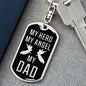 My Hero My Angel My Dad Dog Tag Pendant Keychain Stainless Steel or 18k Gold-Express Your Love Gifts