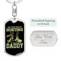 My Hero Wears Hunting Boots Keychain Stainless Steel or 18k Gold Dog Tag Keyring-Express Your Love Gifts