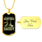 My Hero Wears Hunting Boots Necklace Stainless Steel or 18k Gold Dog Tag 24" Chain-Express Your Love Gifts