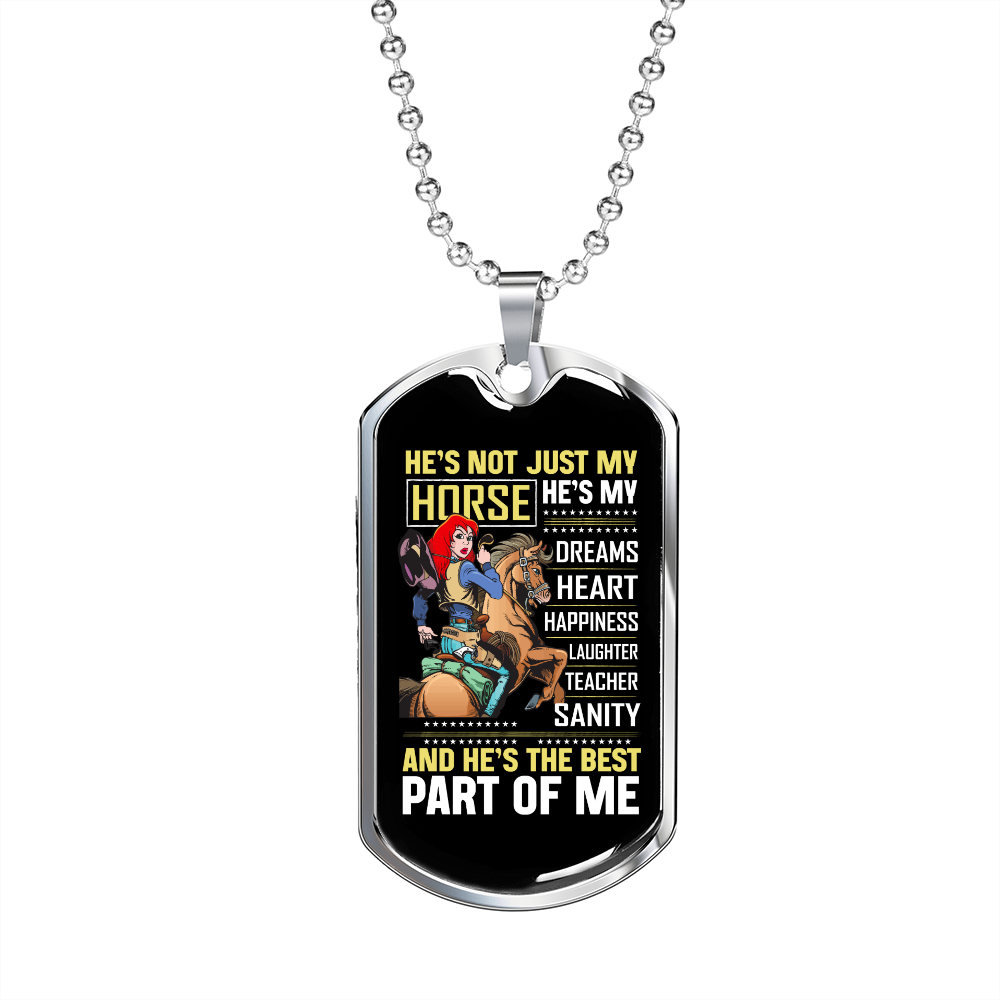 My Horse is the Best Part of Me Horse Necklace Stainless Steel or 18k Gold Dog Tag 24" Chain-Express Your Love Gifts
