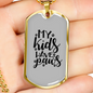 My Kids Have Paws Necklace Stainless Steel or 18k Gold Dog Tag 24" Chain-Express Your Love Gifts